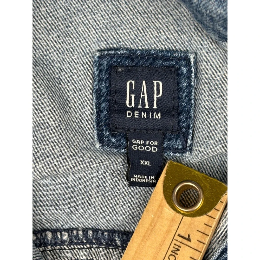 Gap Denim For Good Girls XXL Light Wash Blue Puff Sleeve Jean Trucker Jacket